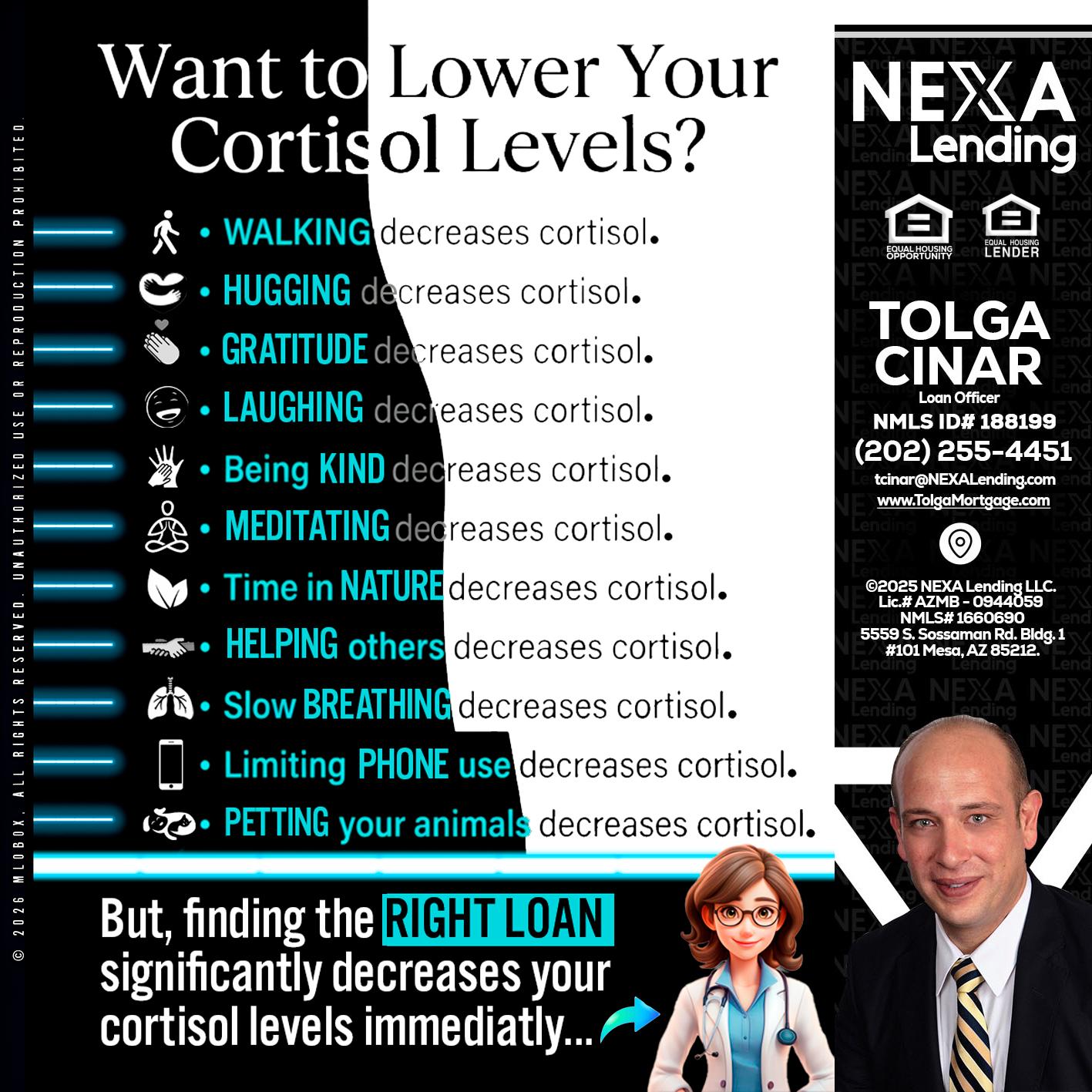 Want to lower Your Cortisol Levels? - Tolga Cinar -Mortgage Loan Originator