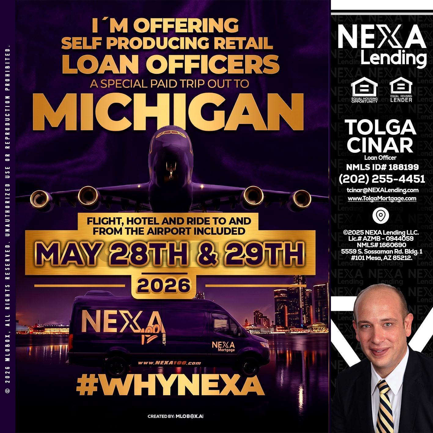 MICHIGAN - Tolga Cinar -Mortgage Loan Originator