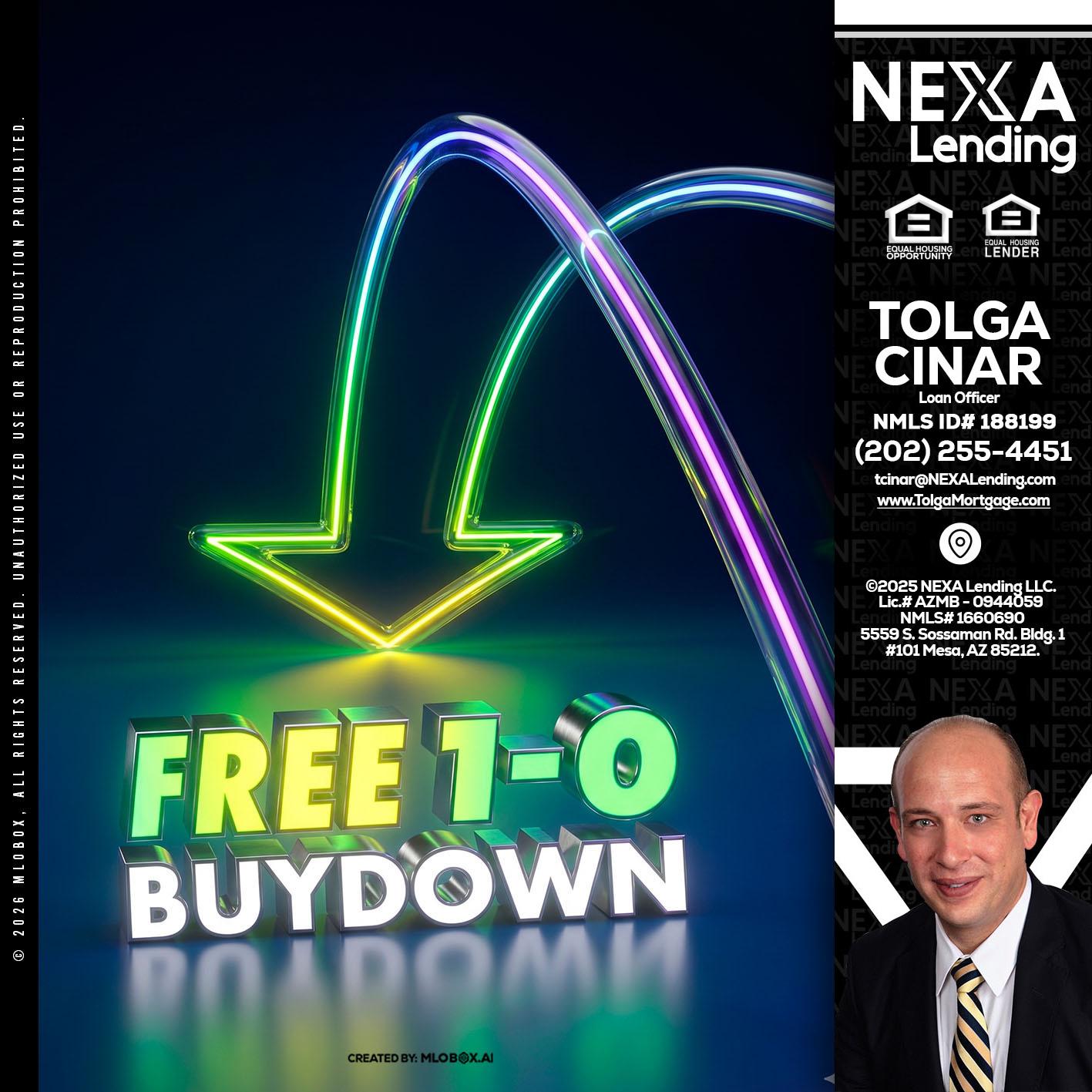 FREE 1-0 BUYDOWN - Tolga Cinar -Mortgage Loan Originator
