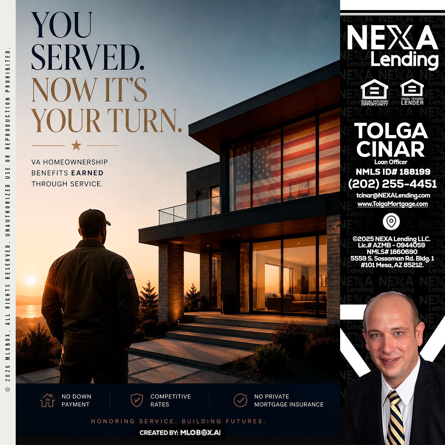 YOU SERVED - Tolga Cinar -Mortgage Loan Originator