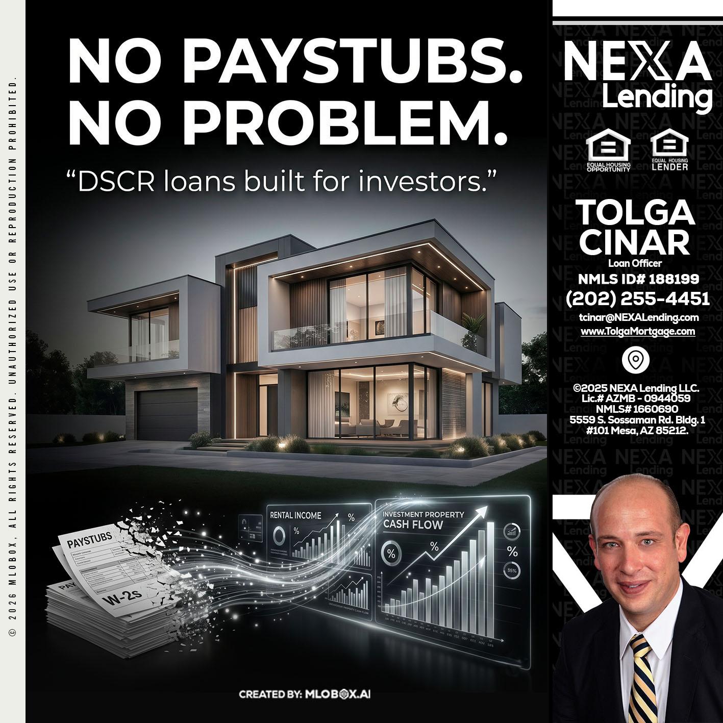 no paystub - Tolga Cinar -Mortgage Loan Originator