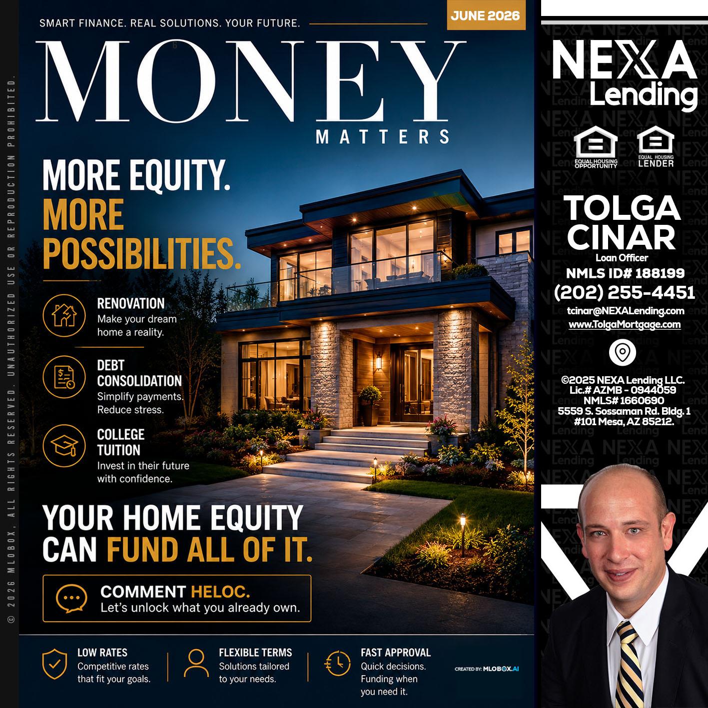 MONEY MATTERS - Tolga Cinar -Mortgage Loan Originator