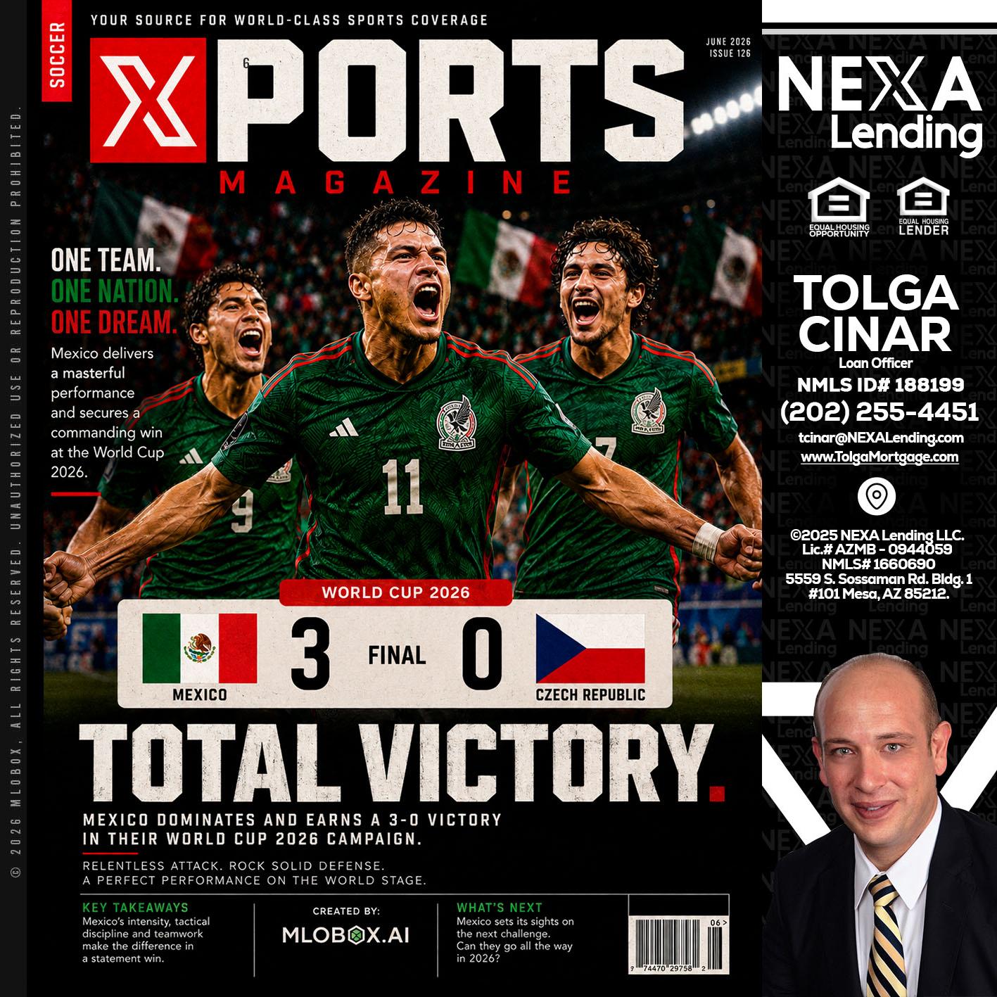 World Cup 2026 MEX 1-0 CZECH - Tolga Cinar -Mortgage Loan Originator