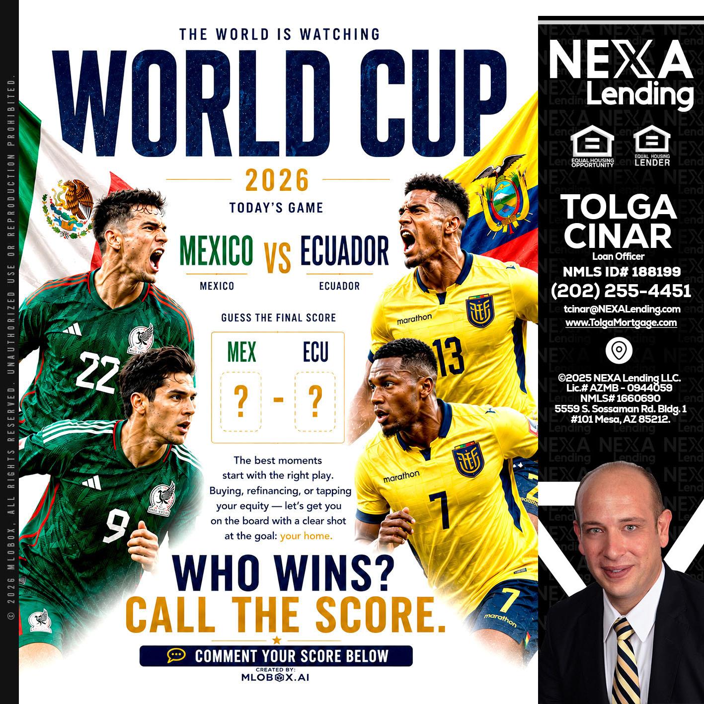 WORLD CUP 2026 - Tolga Cinar -Mortgage Loan Originator