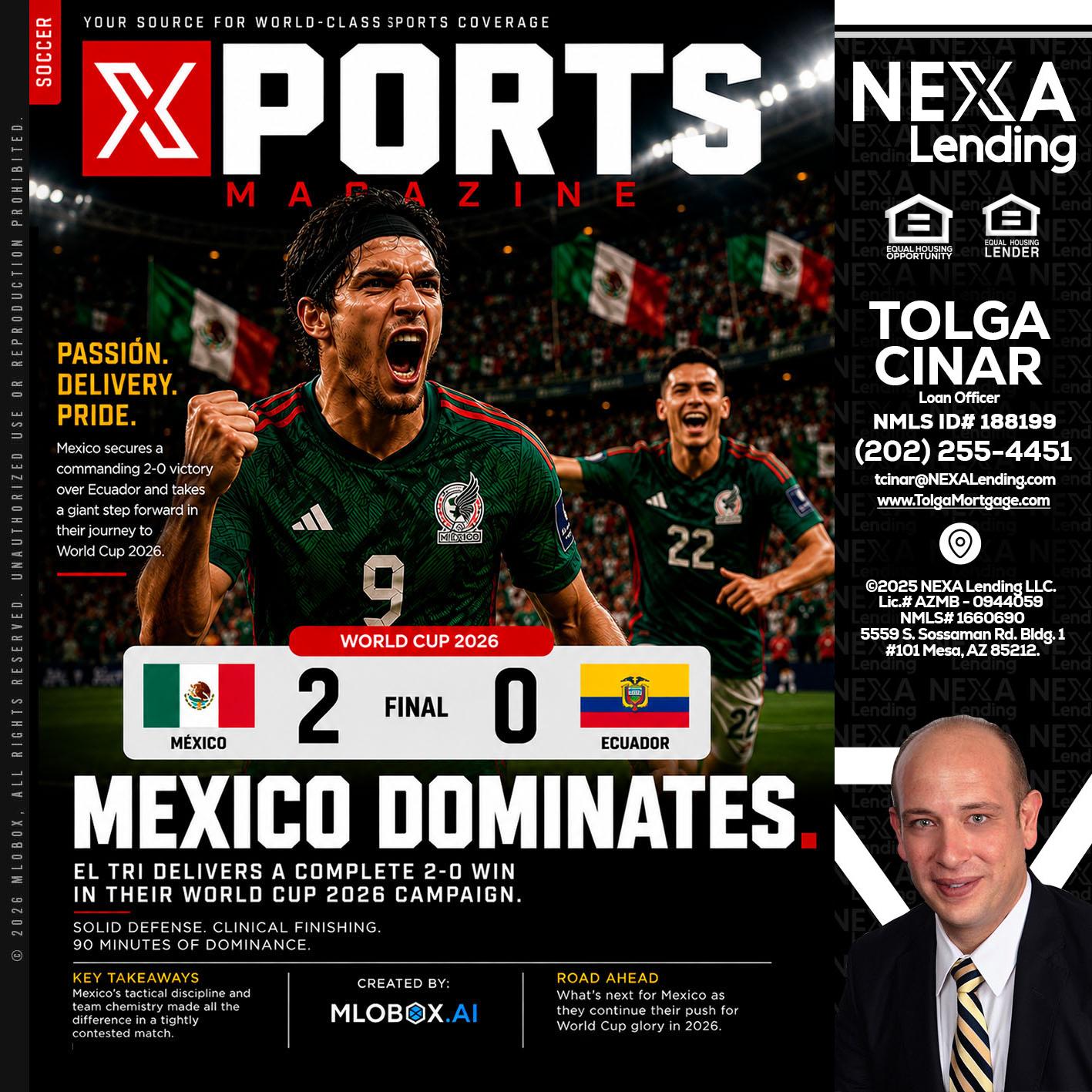 XPORTS MEX 2-0 ECUADOR - Tolga Cinar -Mortgage Loan Originator
