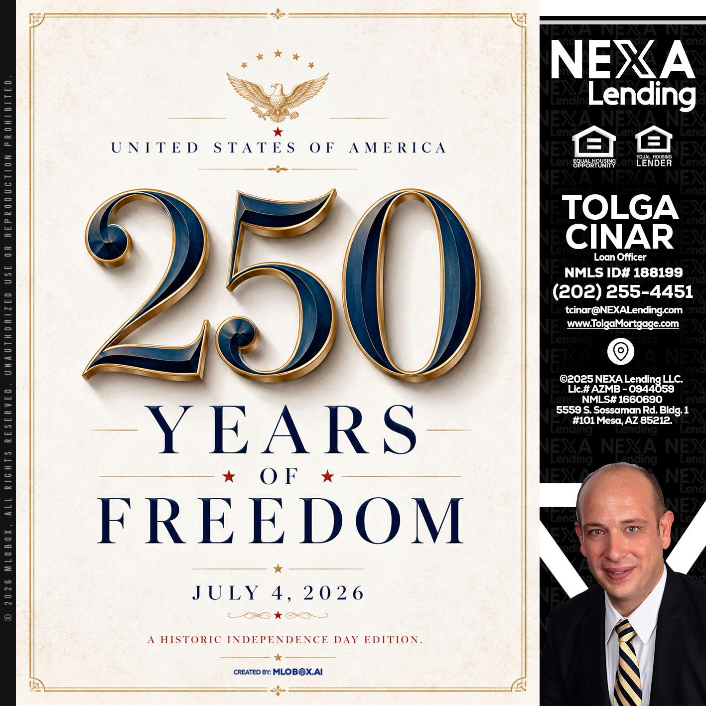 250 YEARS - Tolga Cinar -Mortgage Loan Originator