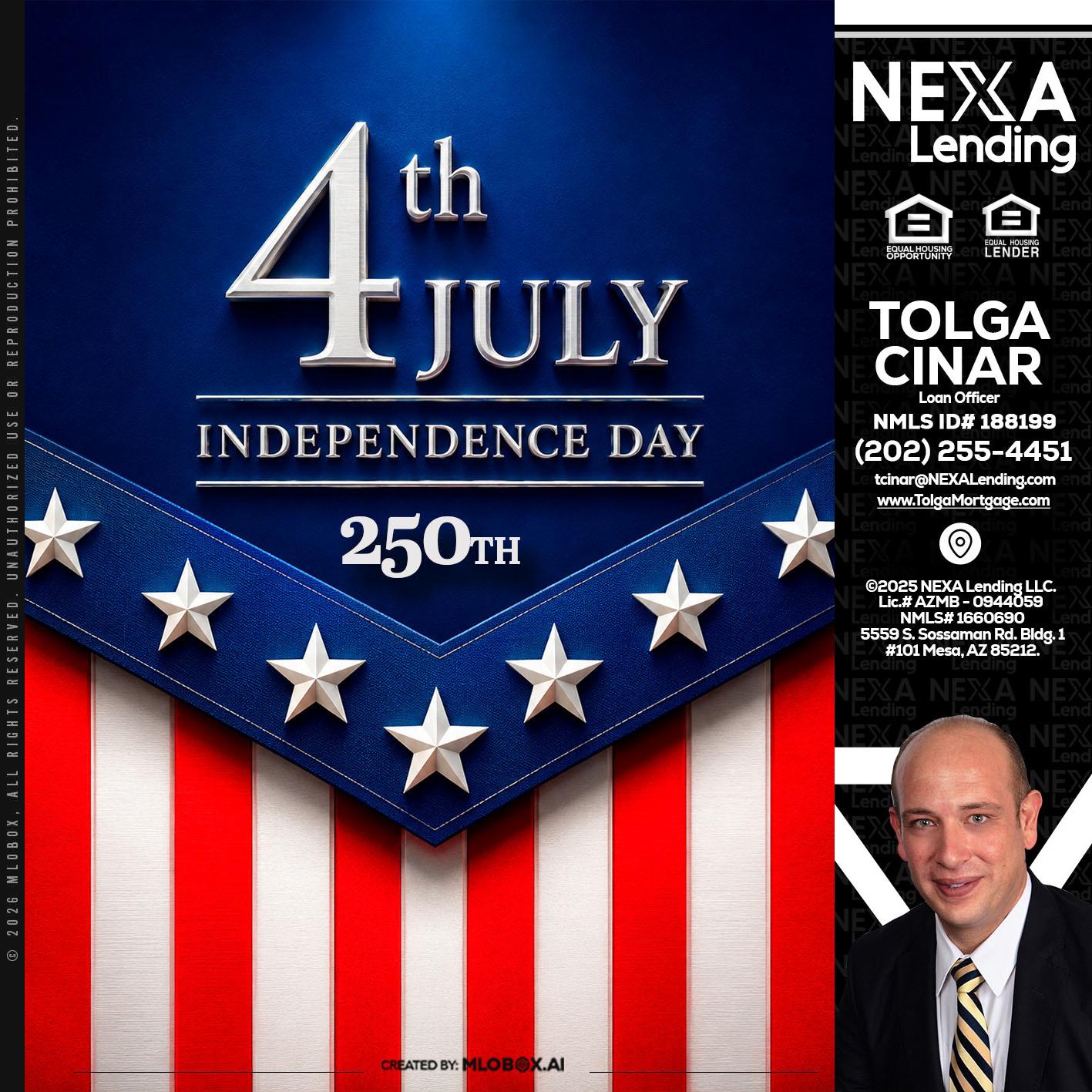 4th of july - Tolga Cinar -Mortgage Loan Originator