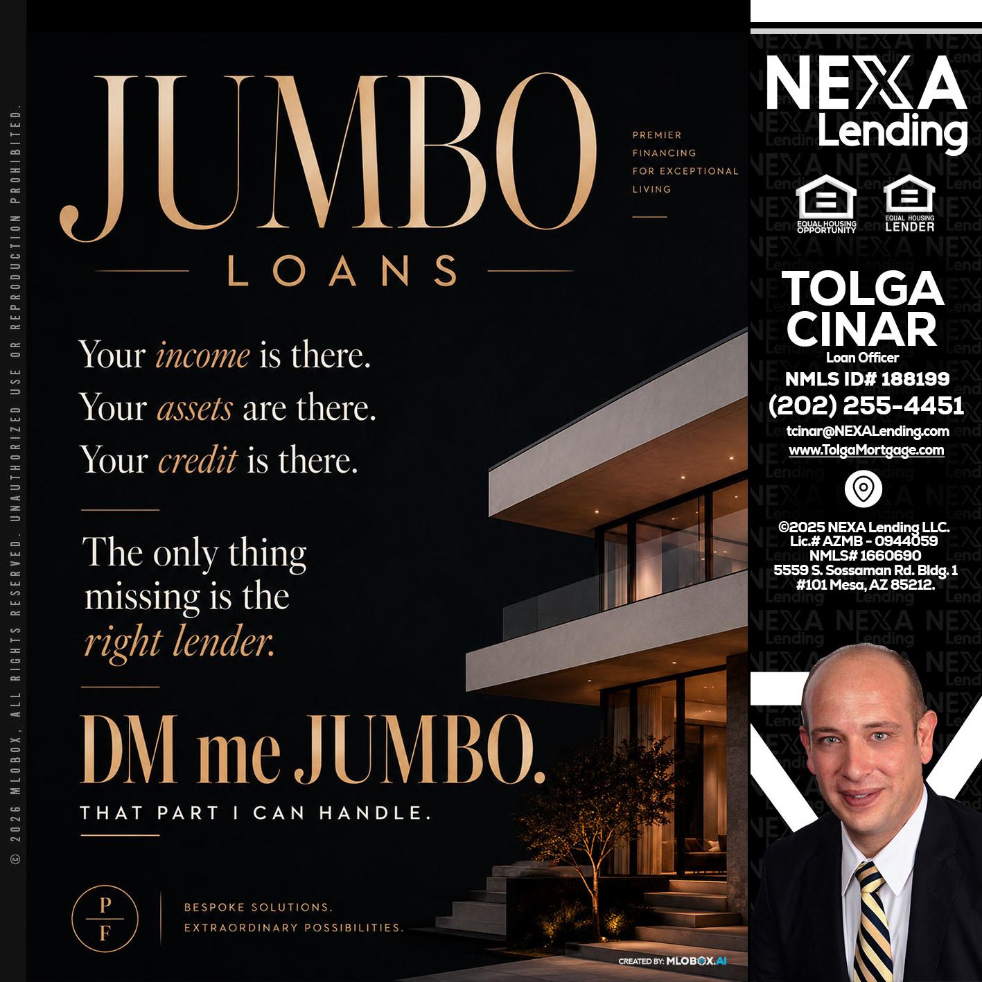 JUMBO LOANS - Tolga Cinar -Mortgage Loan Originator
