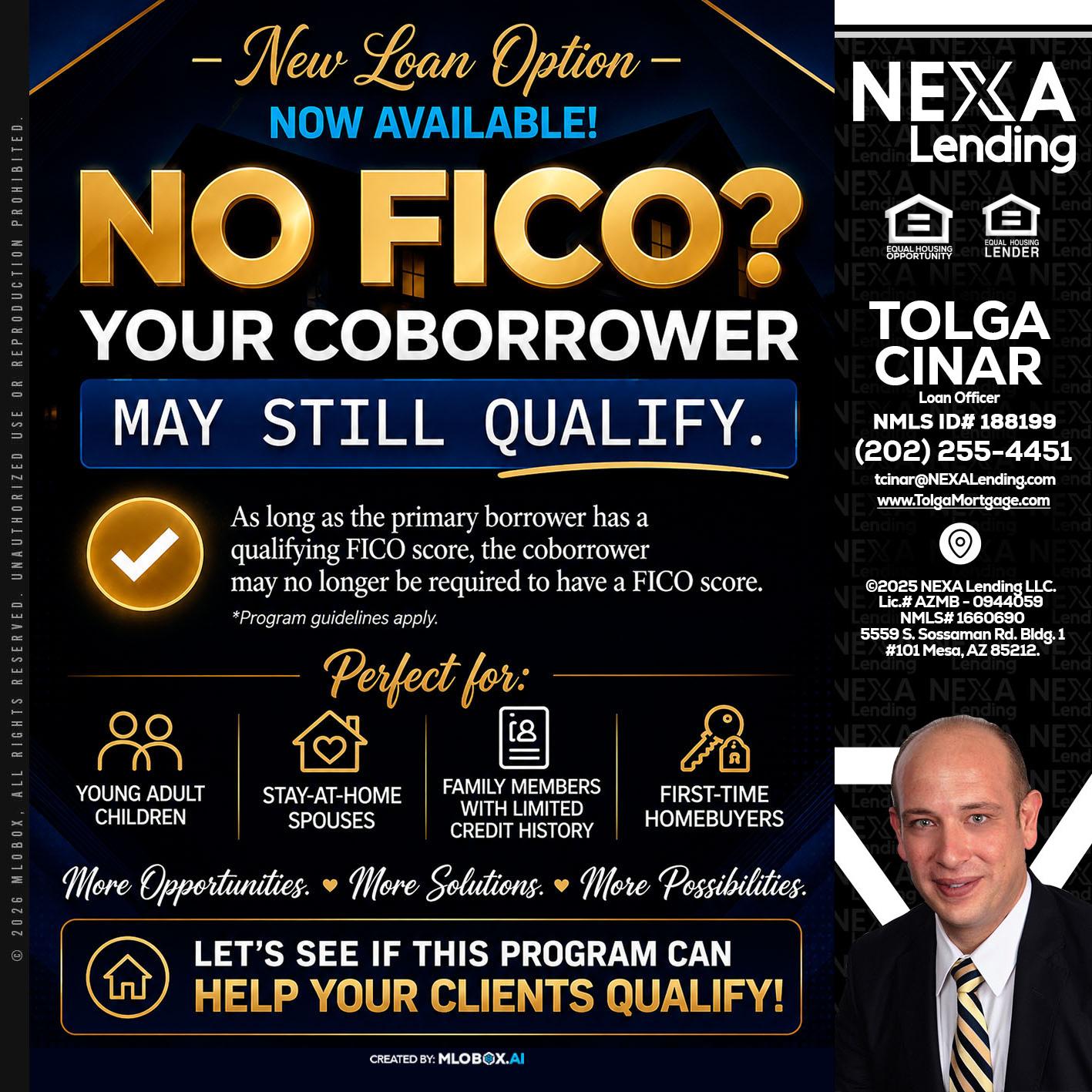 NO FICO - Tolga Cinar -Mortgage Loan Originator
