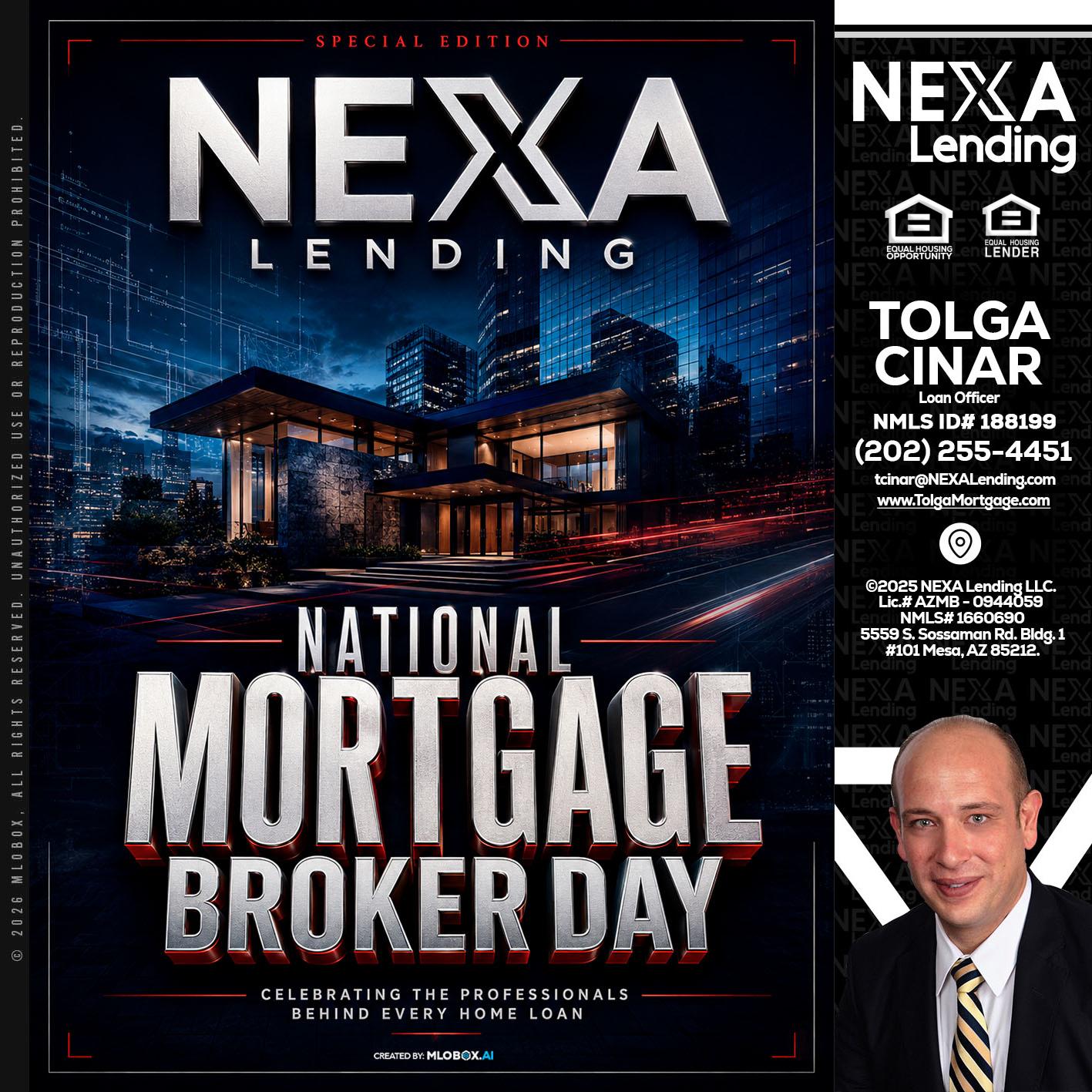 NATIONAL MORTGAGE BROKER DAY - Tolga Cinar -Mortgage Loan Originator