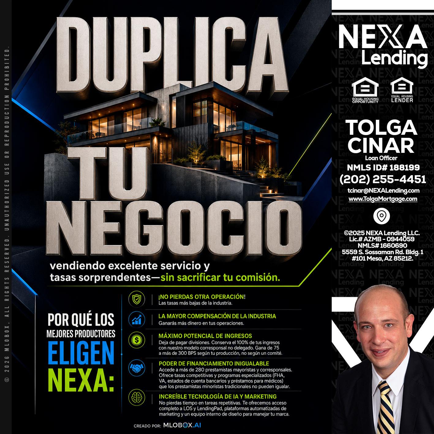 DUPLICA TU NEGOCIO - Tolga Cinar -Mortgage Loan Originator
