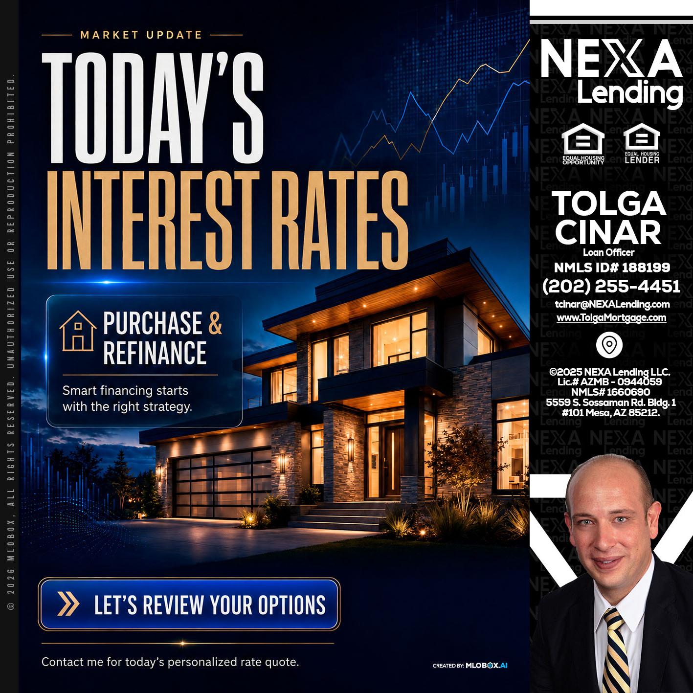 TODAYS RATES - Tolga Cinar -Mortgage Loan Originator