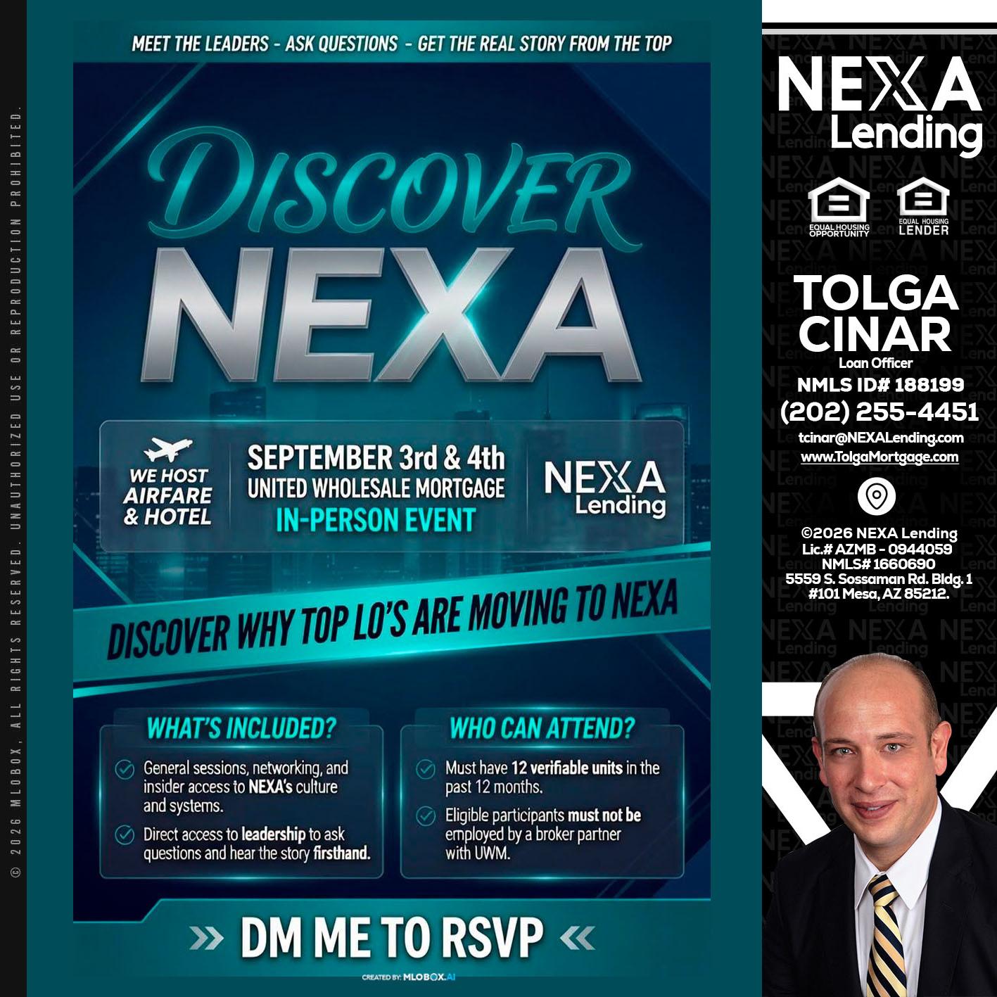 DISCOVER NEXA - Tolga Cinar -Mortgage Loan Originator