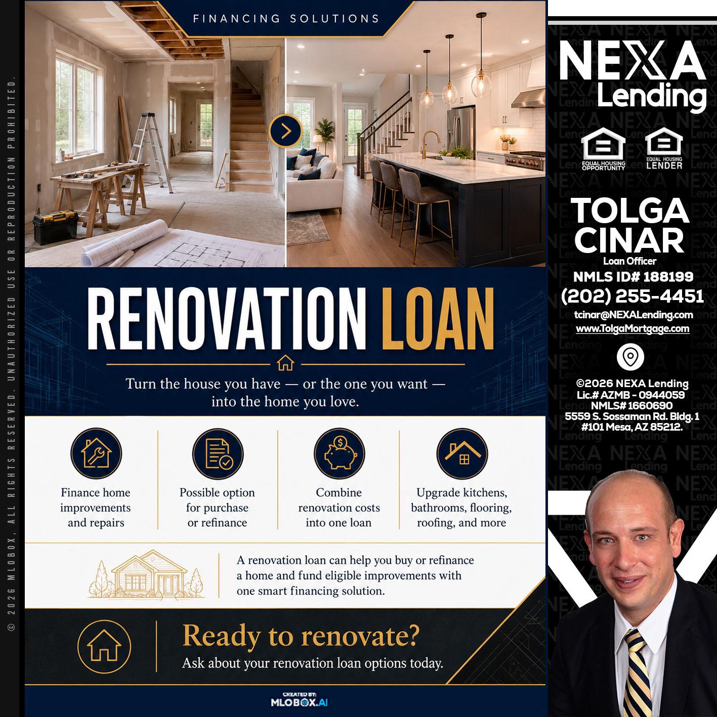 RENOVATION LOAN - Tolga Cinar -Mortgage Loan Originator