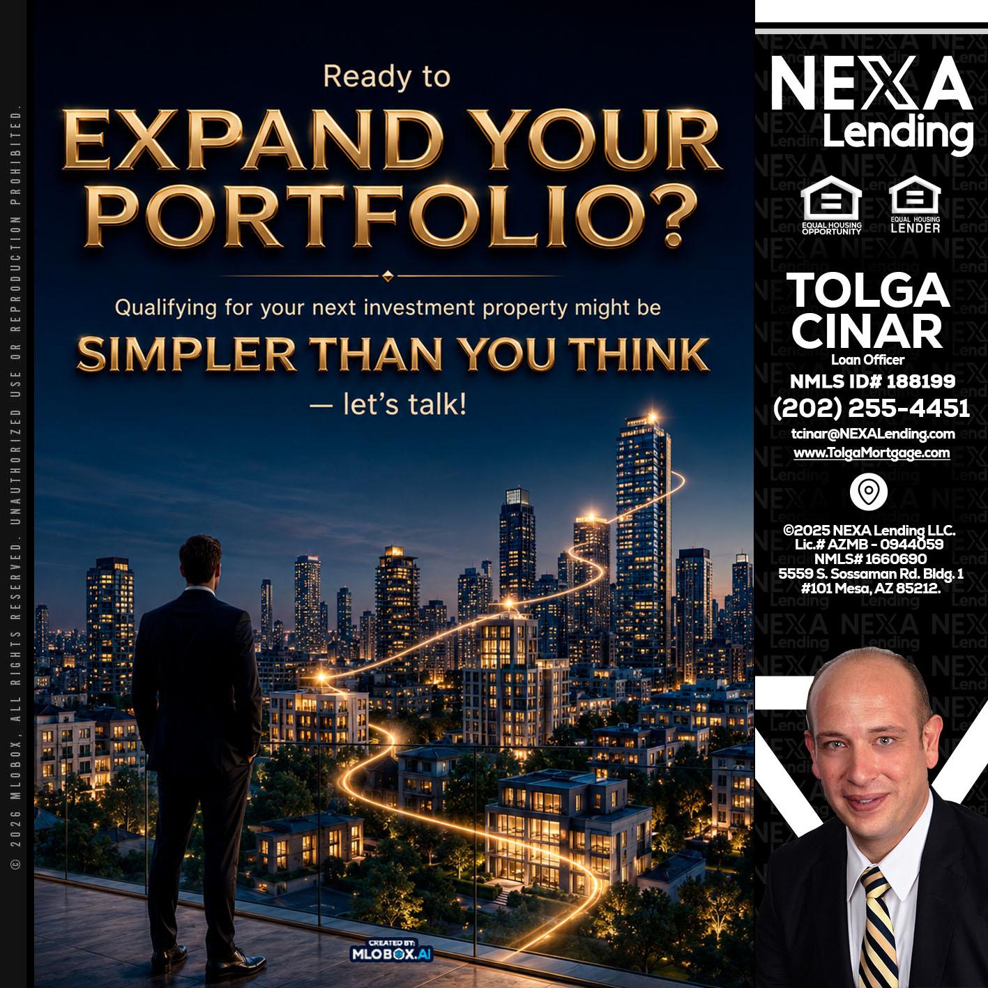 expand you portfolio - Tolga Cinar -Mortgage Loan Originator