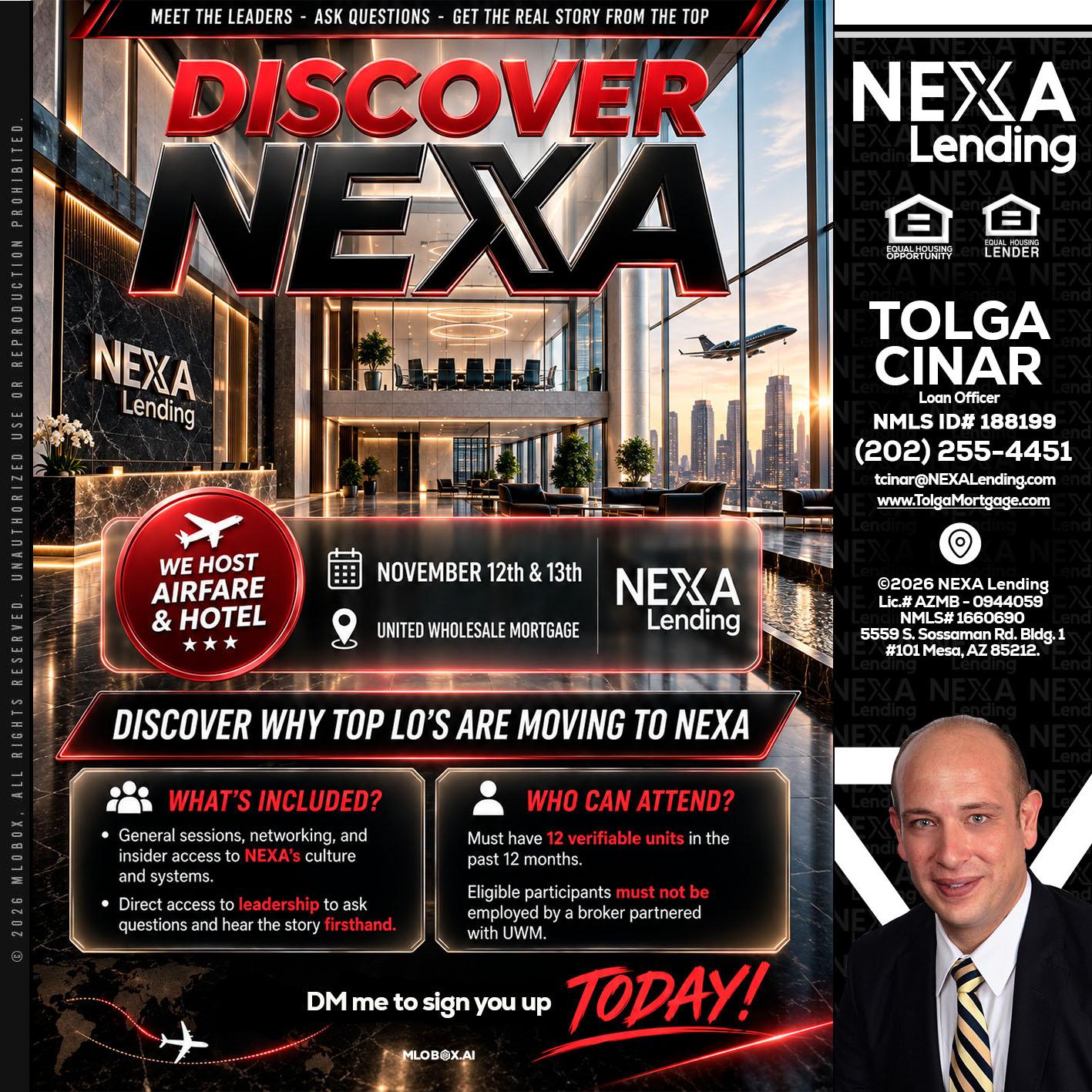 DISCOVER NEXA - Tolga Cinar -Mortgage Loan Originator