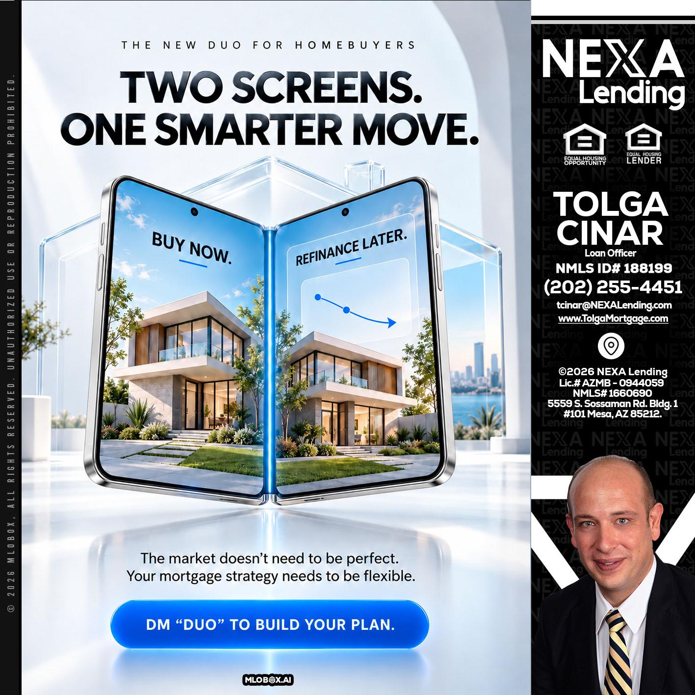 TWO SCREENS - Tolga Cinar -Mortgage Loan Originator