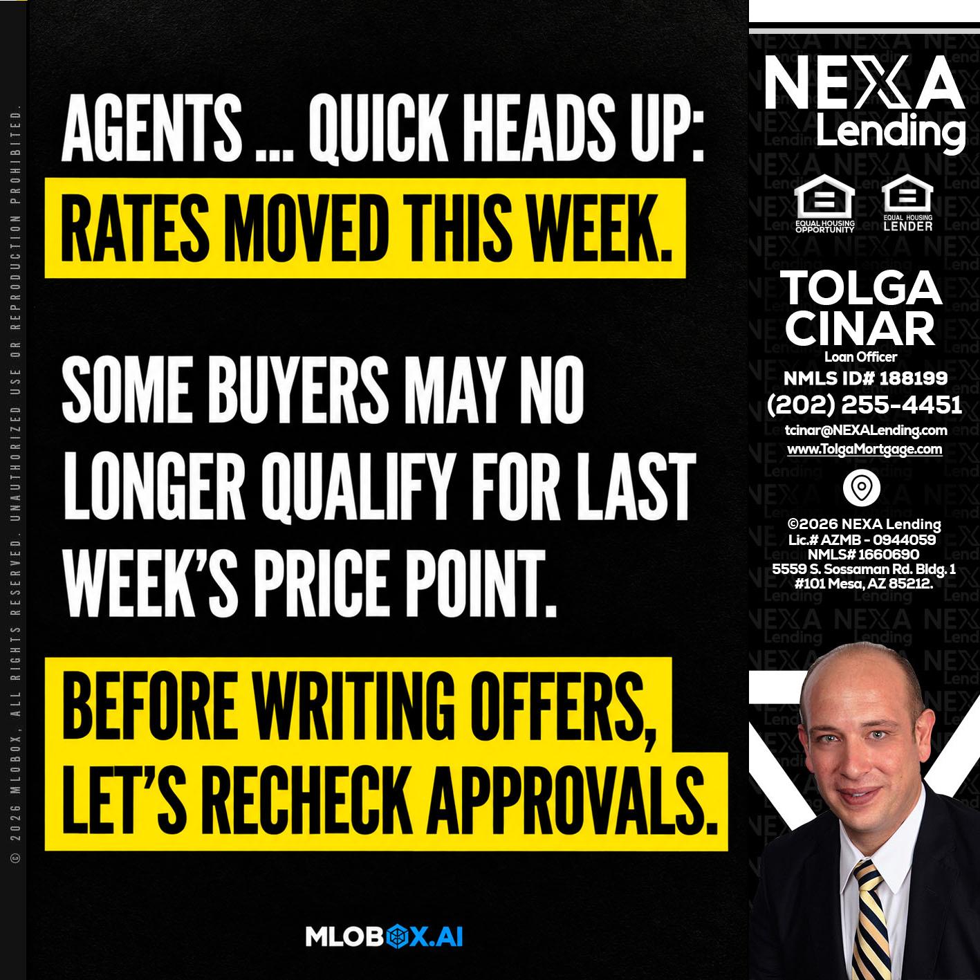 AGENTS QUICK - Tolga Cinar -Mortgage Loan Originator