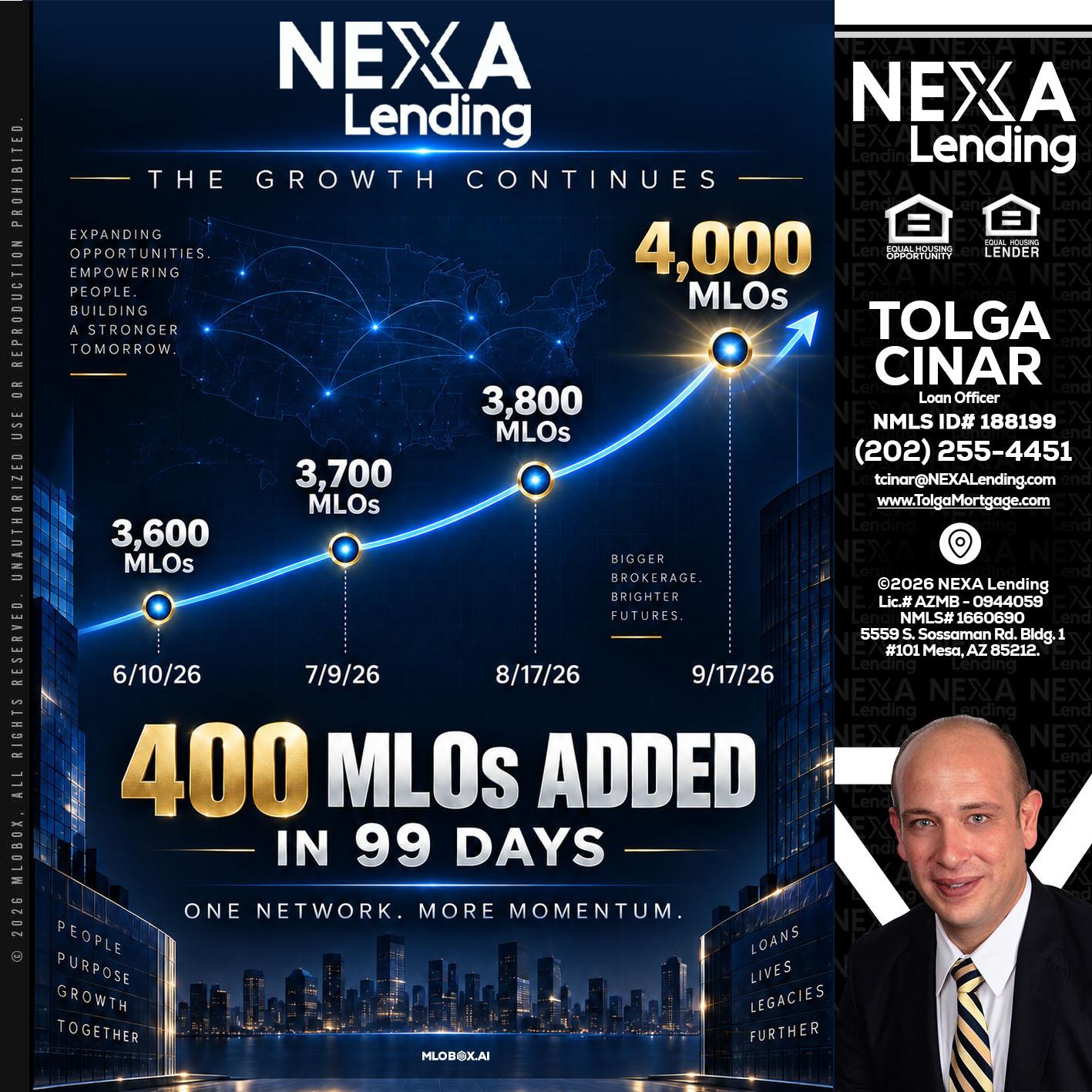 NEXA Lending 4000 MLOs - Tolga Cinar -Mortgage Loan Originator
