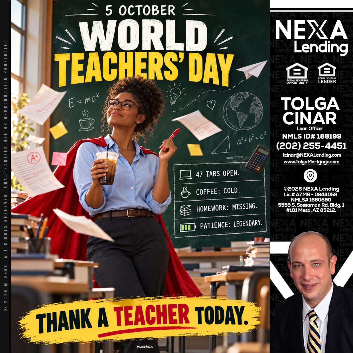 world teacher day - Tolga Cinar -Mortgage Loan Originator