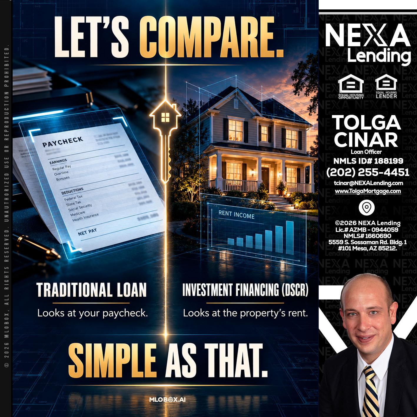 lets compare - Tolga Cinar -Mortgage Loan Originator