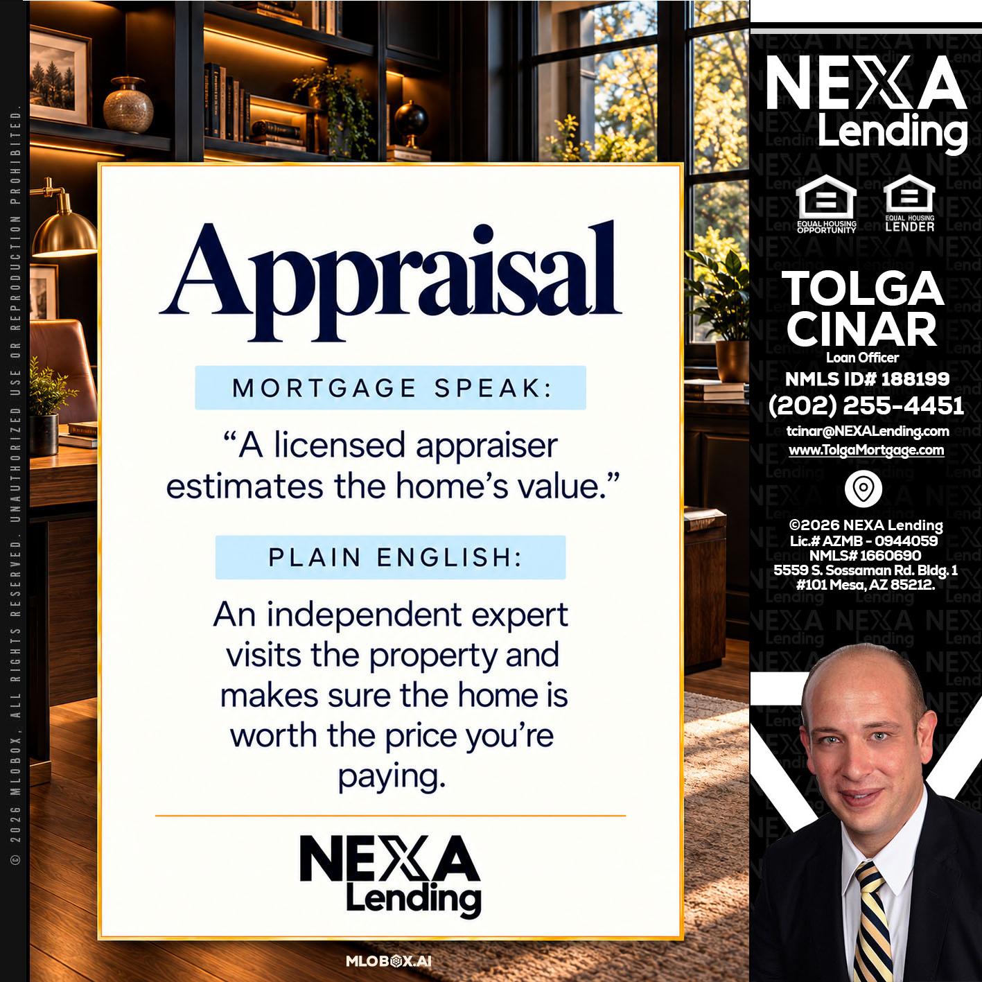 appraisal - Tolga Cinar -Mortgage Loan Originator
