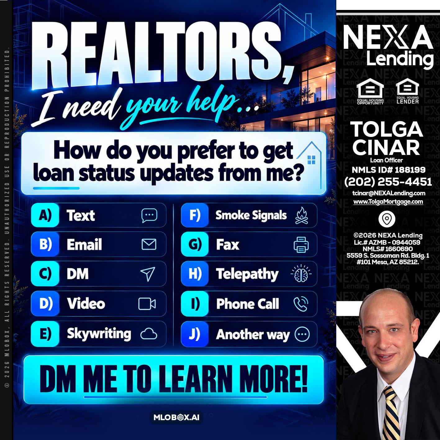 REALTORS - Tolga Cinar -Mortgage Loan Originator